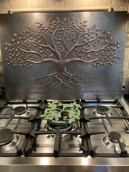 Gray & Copper Tree With Roots Backsplash | Modern Handmade Copper Kitchen Backsplash Panel - Natuross