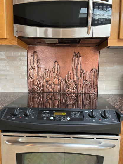Cacti Copper Kitchen Backsplash