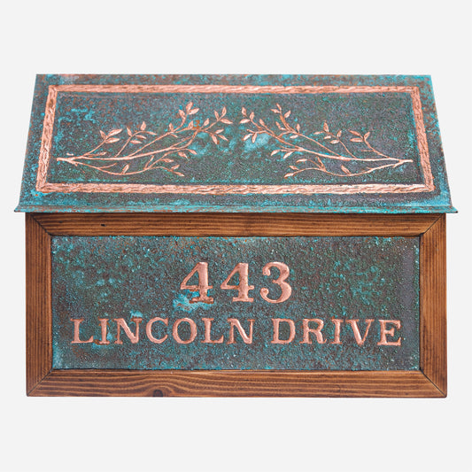 Wall Mounted Copper Letterbox in Green Patina