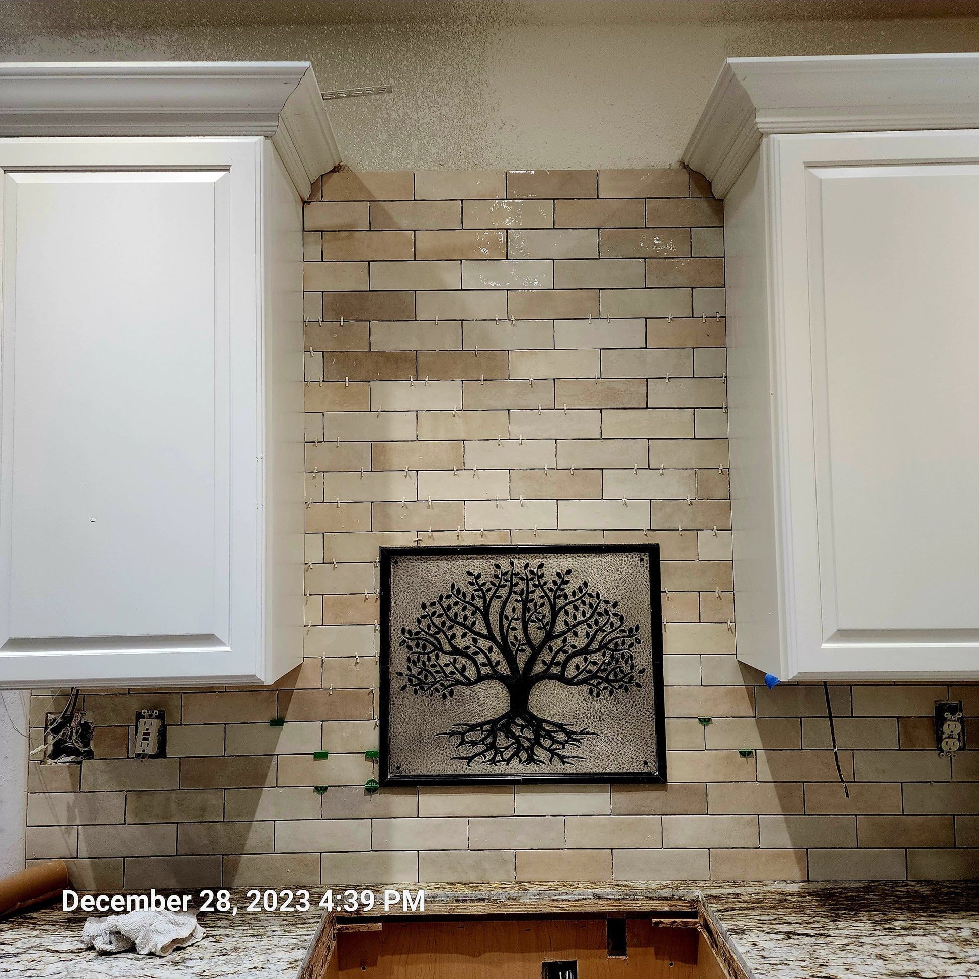 Gray & Black Tree With Roots Backsplash | Contemporary Handmade Copper Kitchen Backsplash Panel - Natuross