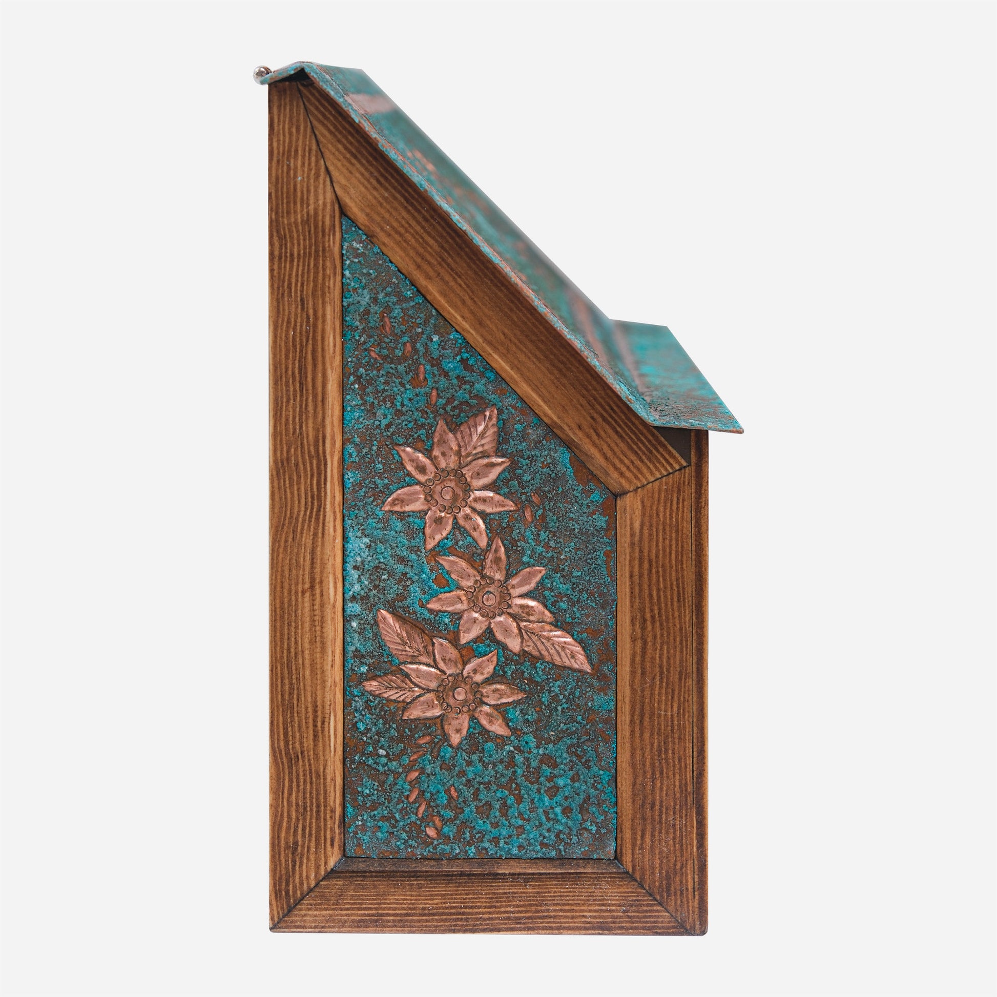 Wall Mounted Copper Letterbox in Green Patina