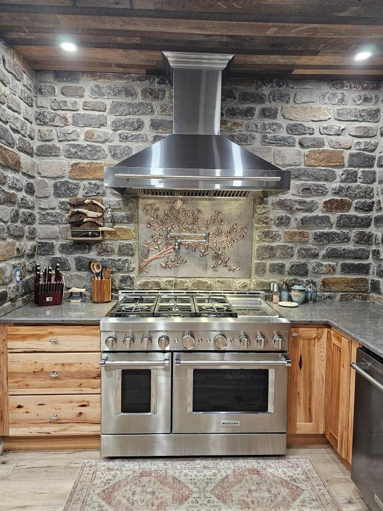Gray Copper Tree Branches Backsplash | Handmade Copper Kitchen Backsplash Tile