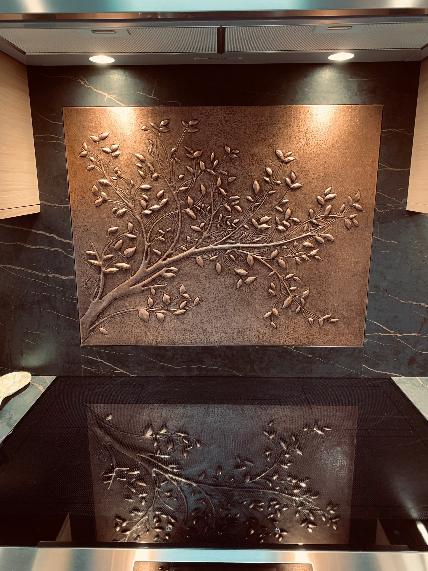 Carrelage de crédence de cuisine rustique – Branches d'arbre en cuivre – Cuivre naturel