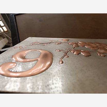 Copper House Number Plaque (Cherry Blossom Branch) - Natuross