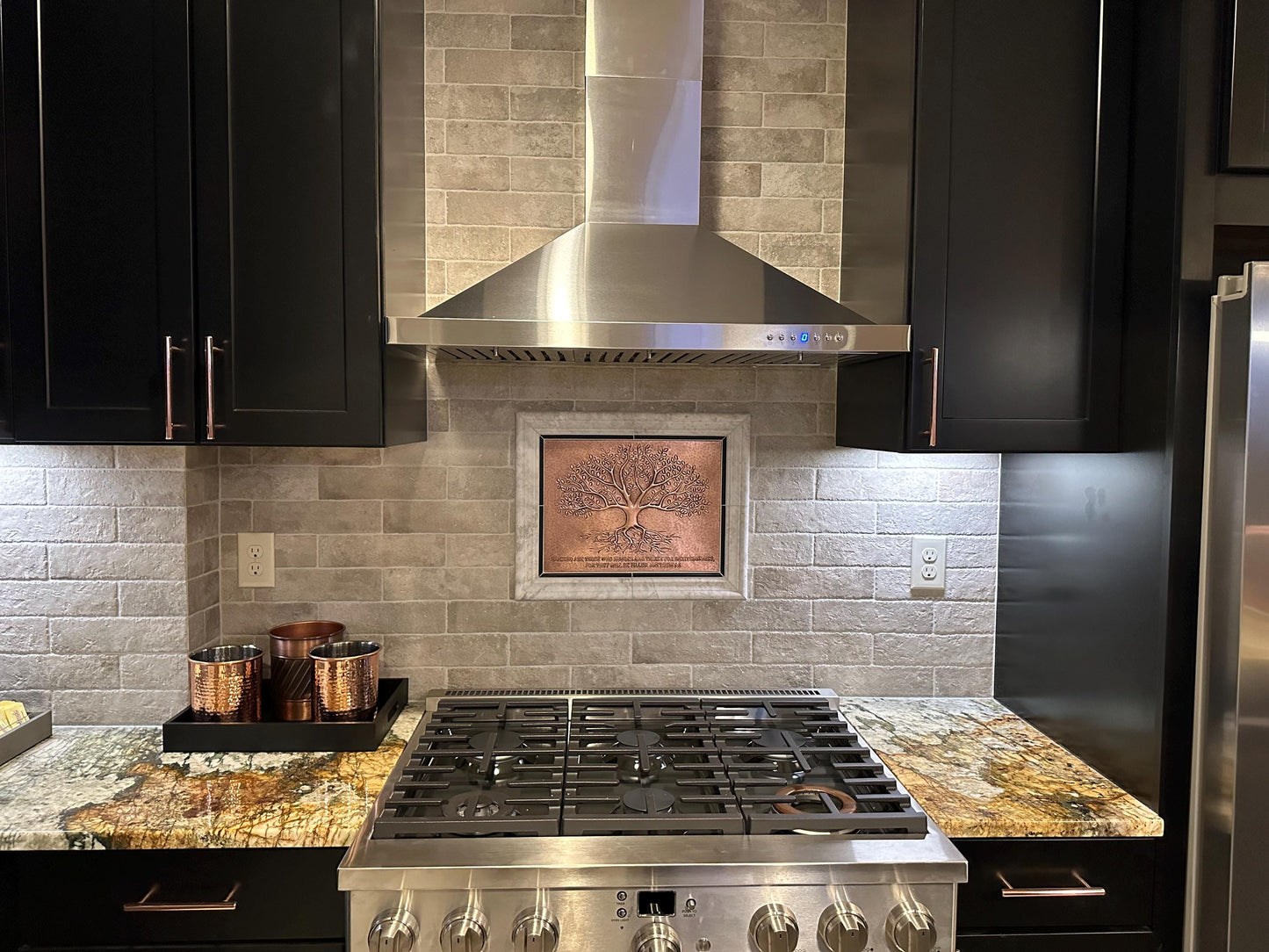 Copper Tree With Roots Backsplash | Handmade Symbolic Copper Kitchen Backsplash Panel - Natuross