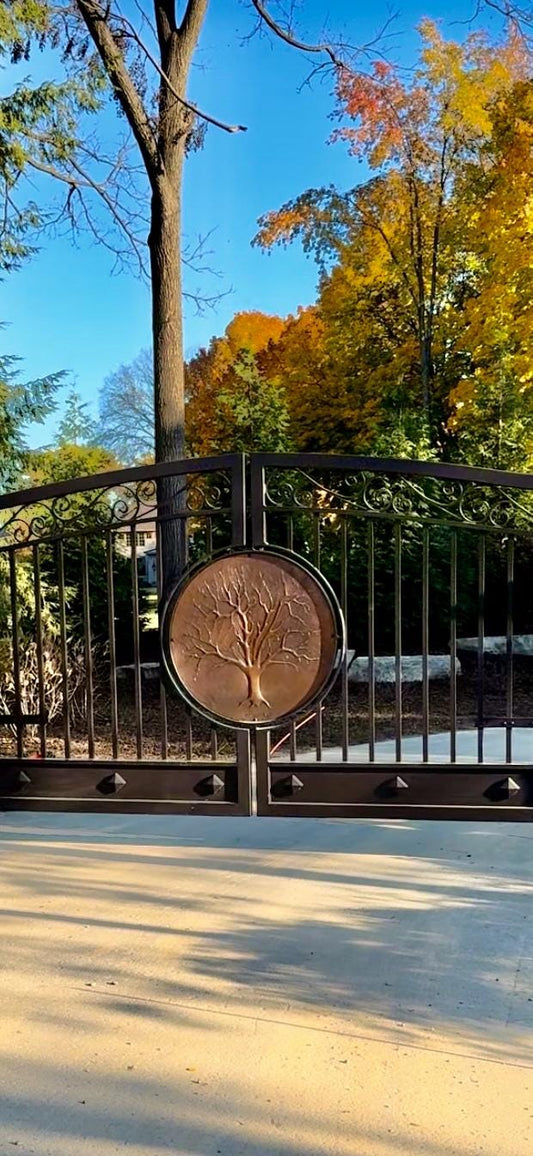 Copper Gate Medallion Panel — Handmade Decorative Outdoor Copper Art - Natuross
