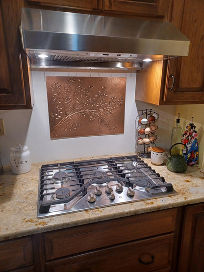 Copper Tree Branches Backsplash | Handmade Rustic Copper Kitchen Wall Art - Natuross