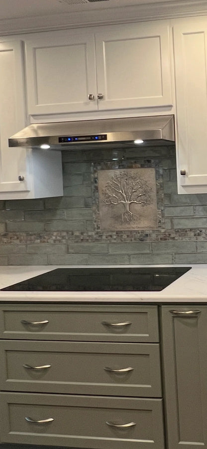 Gray Tree With Roots Copper Backsplash | Metallic Handmade Copper Kitchen Backsplash Panel - Natuross