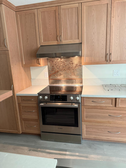 Gray Copper Tree Branches Backsplash | Handmade Copper Kitchen Backsplash Tile