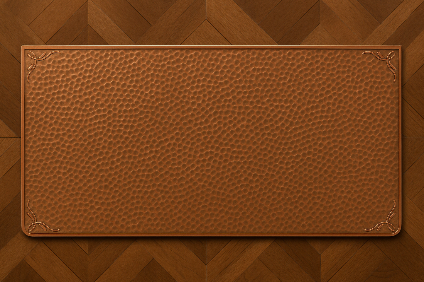 Custom Hammered Copper Floor Protector – Handcrafted Fireplace Hearth Rug