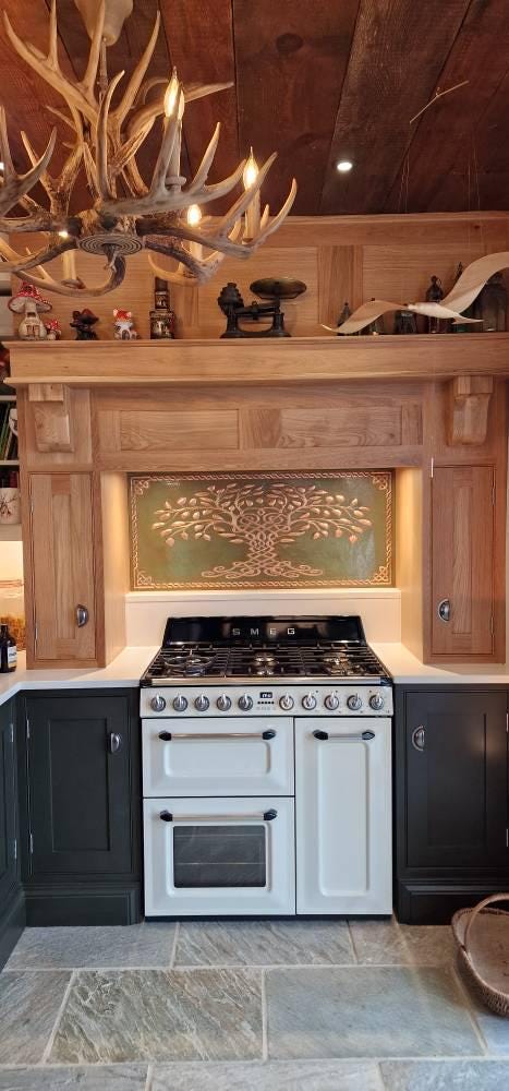 Tree of Life Copper Backsplash — Green Copper