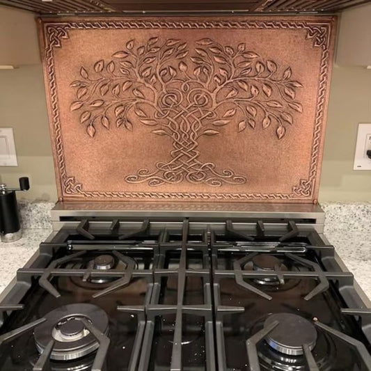 Celtic Kitchen Backsplash Tile - Copper Tree of Life - Natural Copper