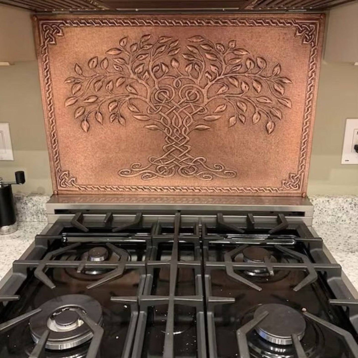 Celtic Tree of Life Kitchen Backsplash Tile - 18"x24" Copper