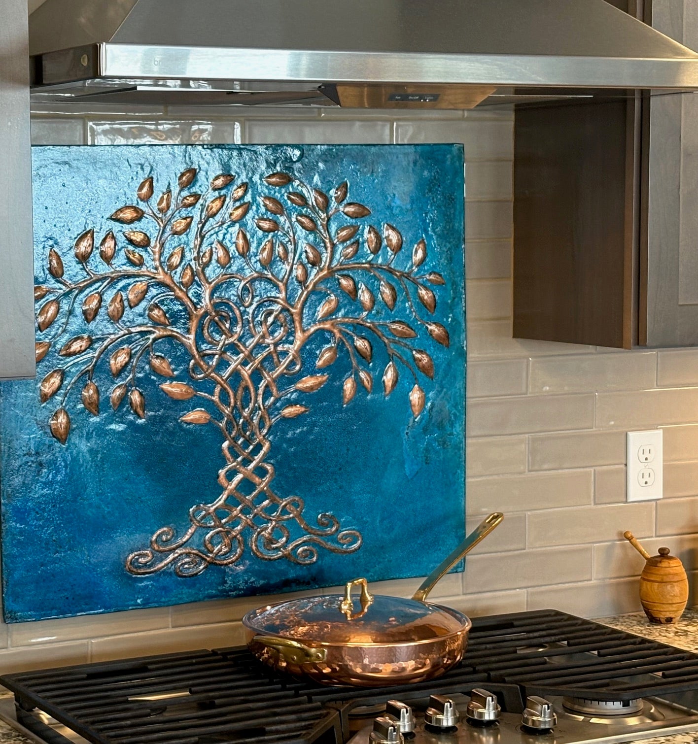 Tree of Life Copper Backsplash Tile – Hand-Hammered Copper Artwork - Natuross