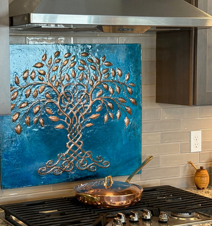 Tree of Life Copper Backsplash Tile – Hand-Hammered Copper Artwork - Natuross