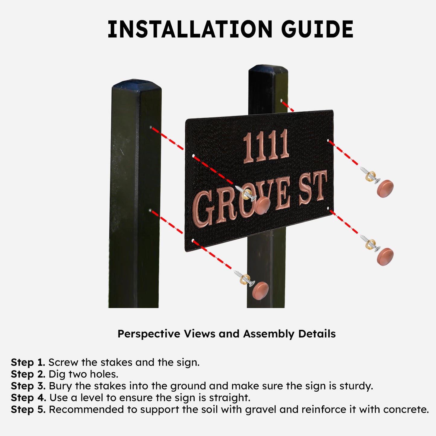 Driveway Address Sign with Double Stake - Natuross