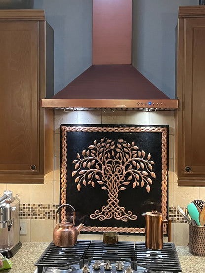 Braided Tree of Life Copper Backsplash — Black Copper