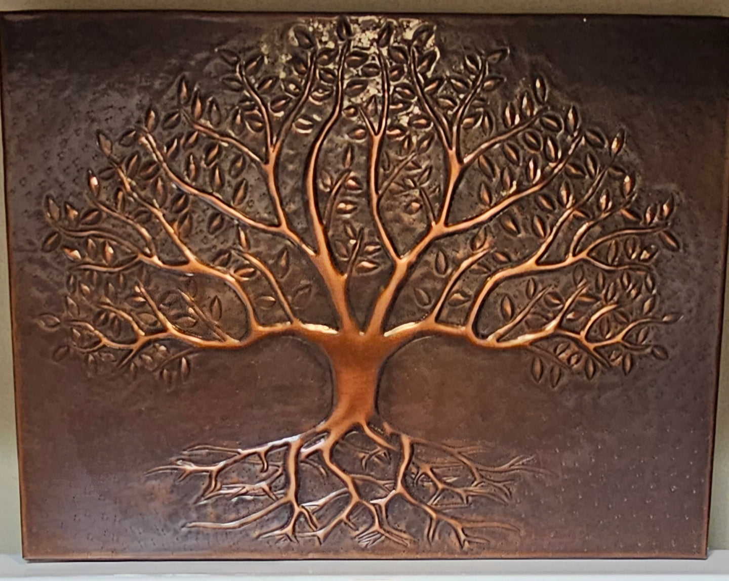 Rustic Brown Tree With Roots Copper Backsplash | Handmade Farmhouse Copper Kitchen Backsplash Panel - Natuross