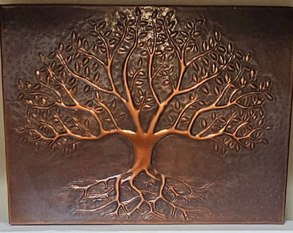 Rustic Brown Tree With Roots Copper Backsplash | Handmade Farmhouse Copper Kitchen Backsplash Panel - Natuross
