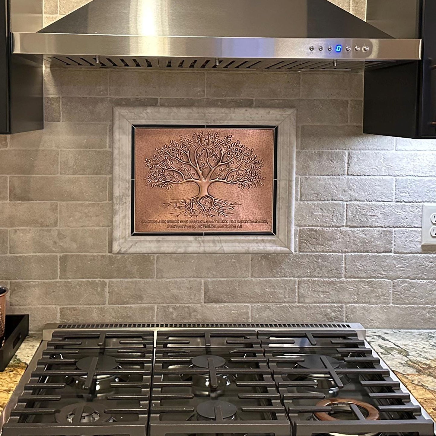 Copper Tree With Roots Backsplash | Handmade Symbolic Copper Kitchen Backsplash Panel - Natuross