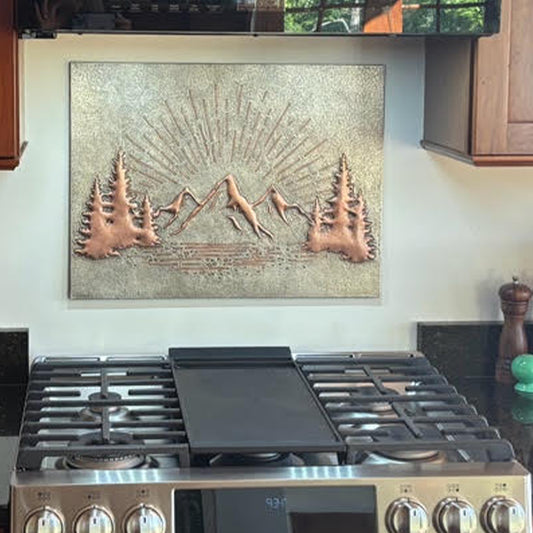Gray & Copper Mountain Sunrise Backsplash