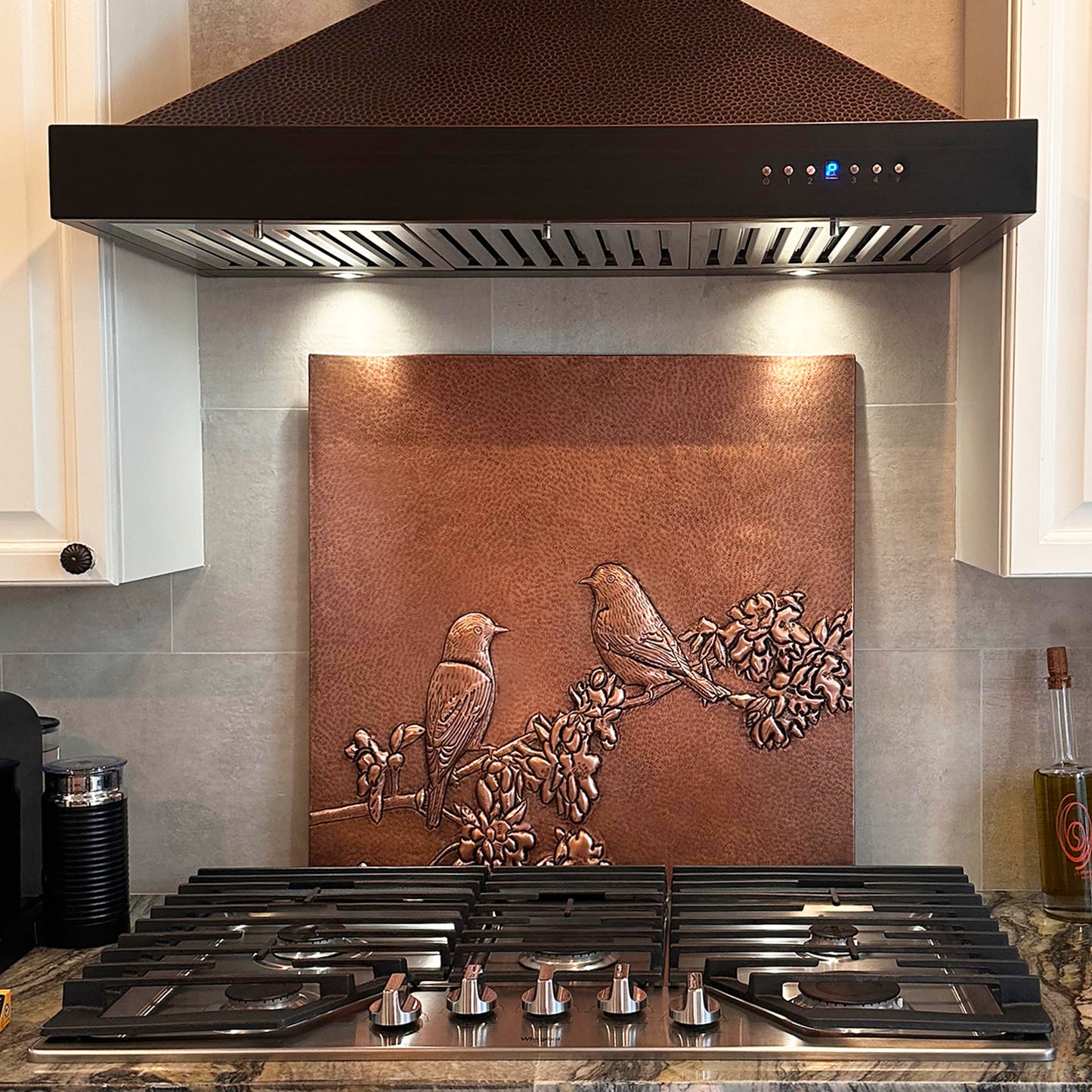 Birds on a Tree Branch Copper Kitchen Backsplash