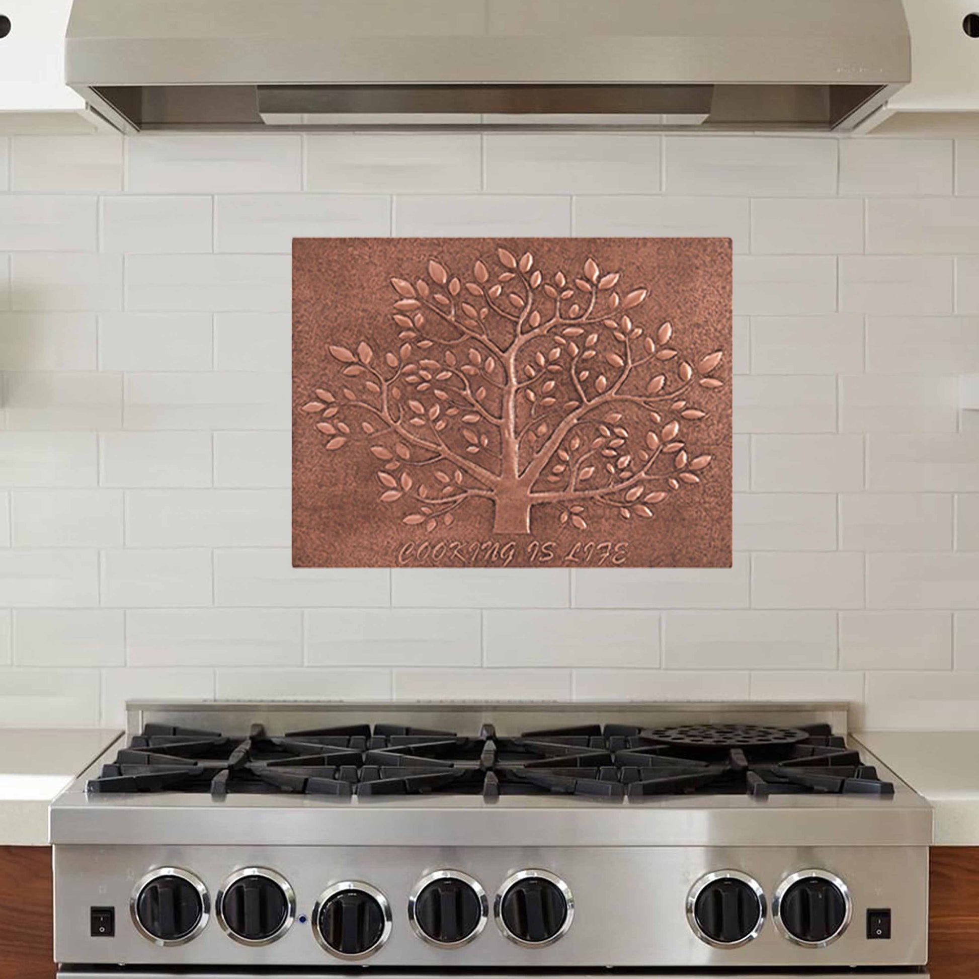 Copper Tree with Leaves Kitchen Backsplash 23.6"x31.6" - Natuross