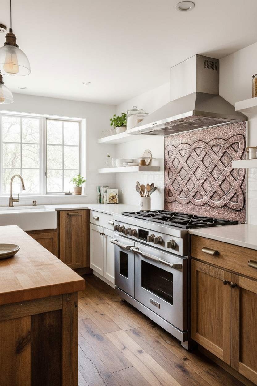 Kitchen Backsplash Celtic Sailors Knot - rustic farmhouse kitchen