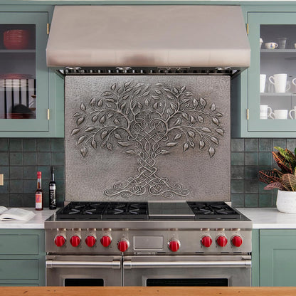 Tree of Life Copper Backsplash in Silver Finish