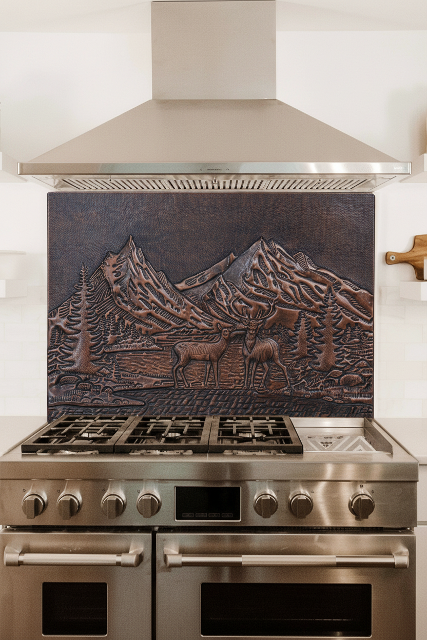 Kitchen Backsplash Mural Wild Nature Scene - close-up front view