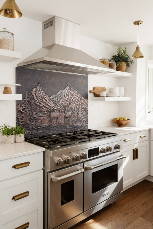 Kitchen Backsplash Mural Wild Nature Scene - mountain home kitchen