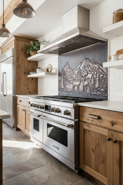Kitchen Backsplash Mural Wild Nature Scene - rustic lodge kitchen