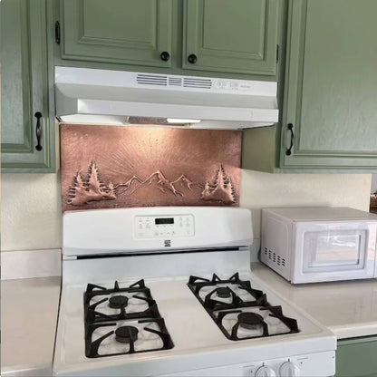 Kitchen Backsplash Rising Sun Behind Mountains