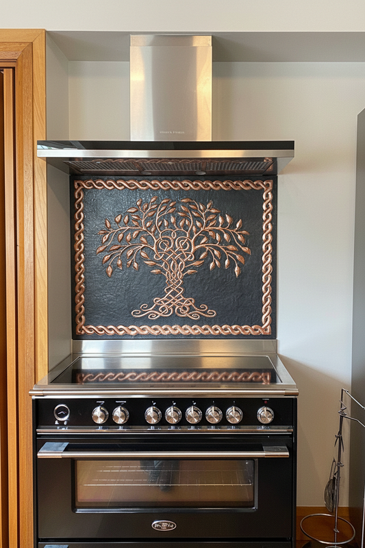 Kitchen Backsplash Tree of Life Celtic Border - close-up front view
