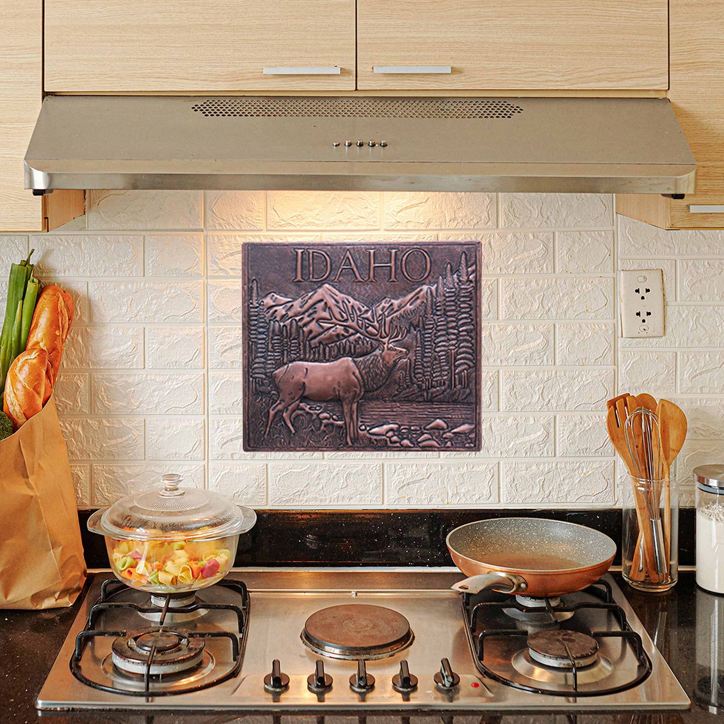 Elk Scene Copper Kitchen Backsplash Tile 11.9x13.5" Brown - Natuross