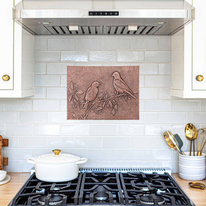 Birds on a Tree Branch Copper Kitchen Backsplash 11.8x15.7" - Natuross