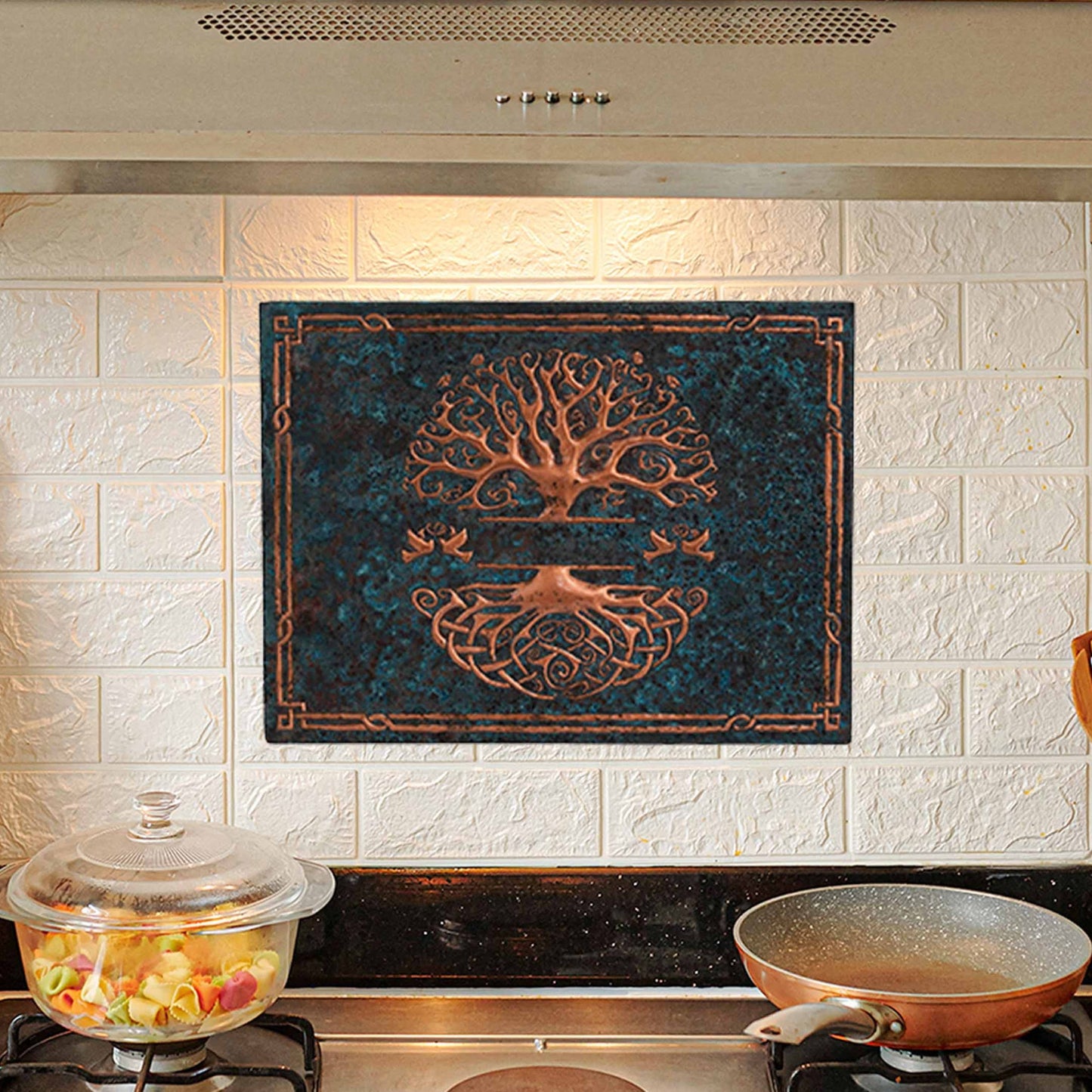 Copper Split Tree of Life Kitchen Backsplash 11.8"x15.7" - Natuross