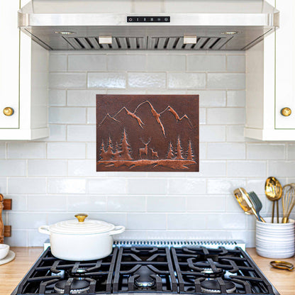 Deer Scene Copper Kitchen Backsplash Tile 17.7x23.6" Brown - Natuross