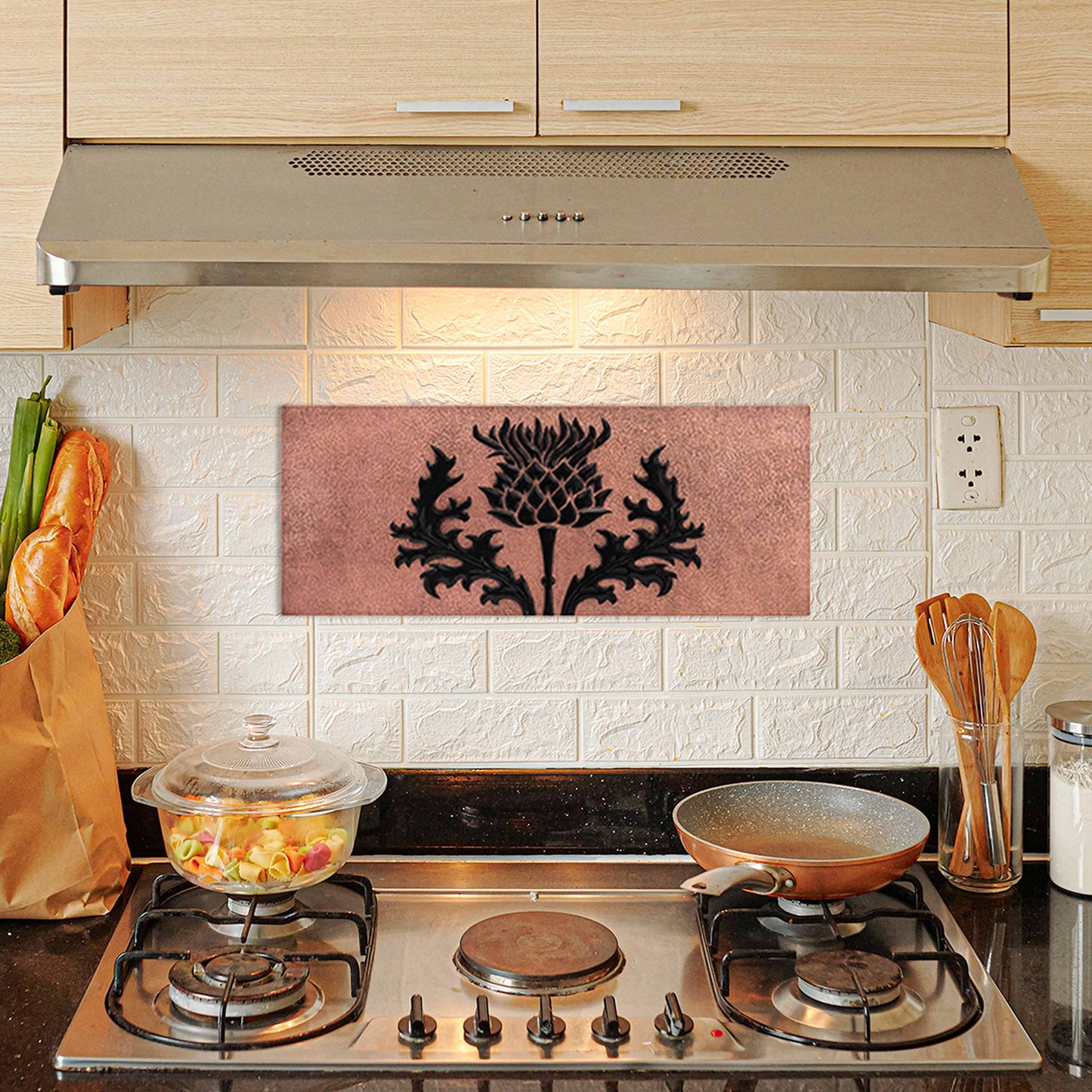 Copper Scottish Thistle Wall Art 13.9"x35" Copper&Black - Natuross