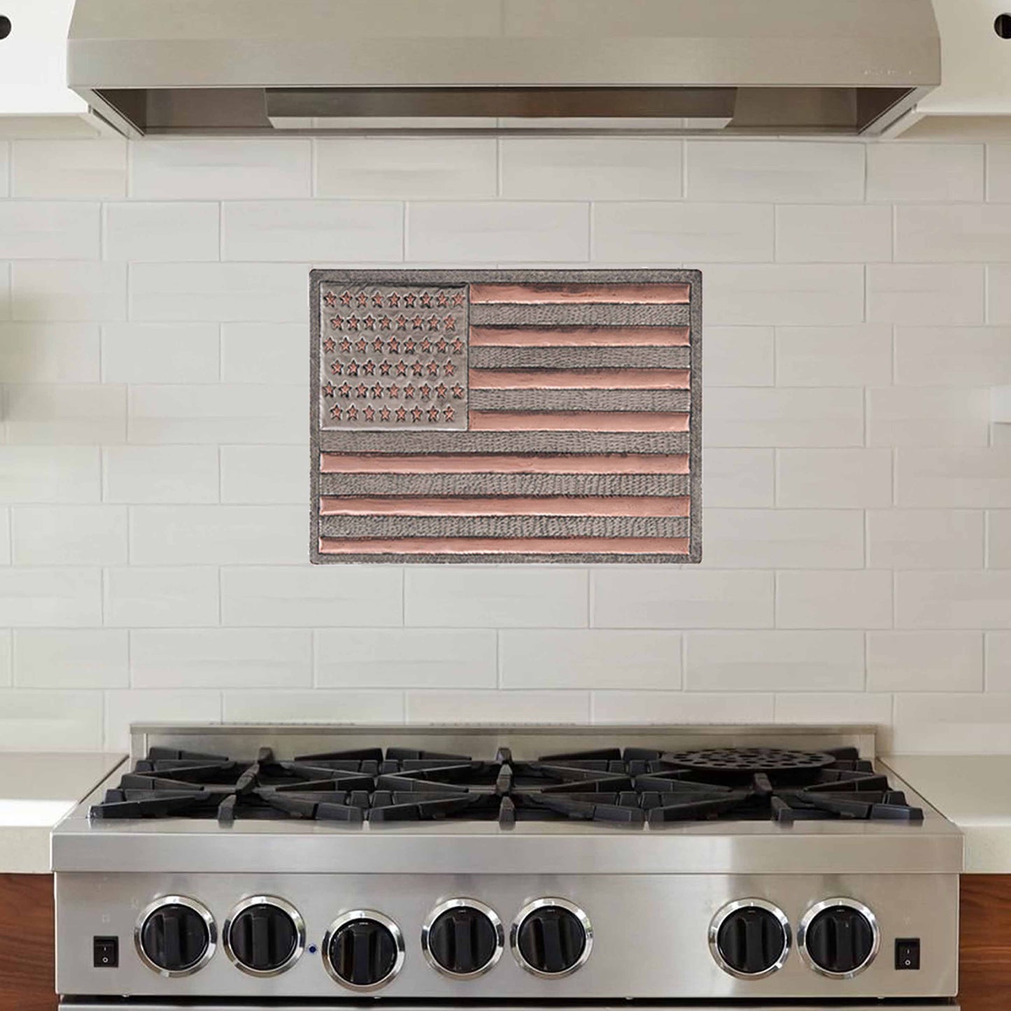 Copper American Flag Wall Art 11.8"x15.7" Gray&Copper - Natuross