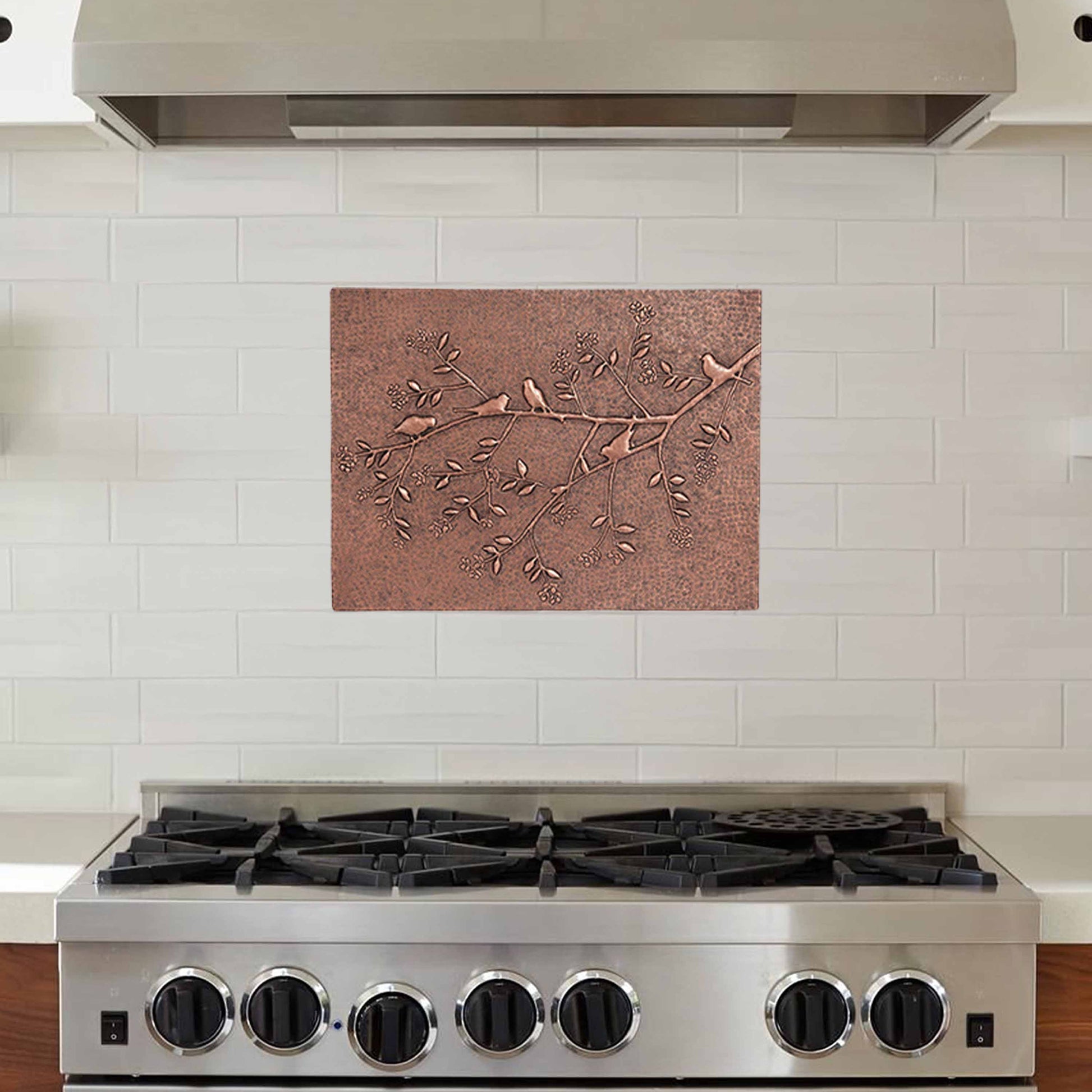 Copper Birds on Tree Branches Kitchen Backsplash 11.8"x15.8" - Natuross