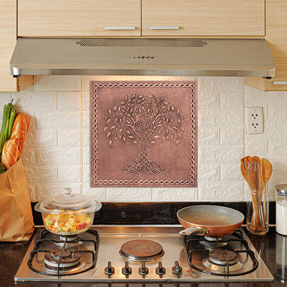 Copper Tree of Life with Knot Handmade Art Tile 23.7"x23.7" - Natuross