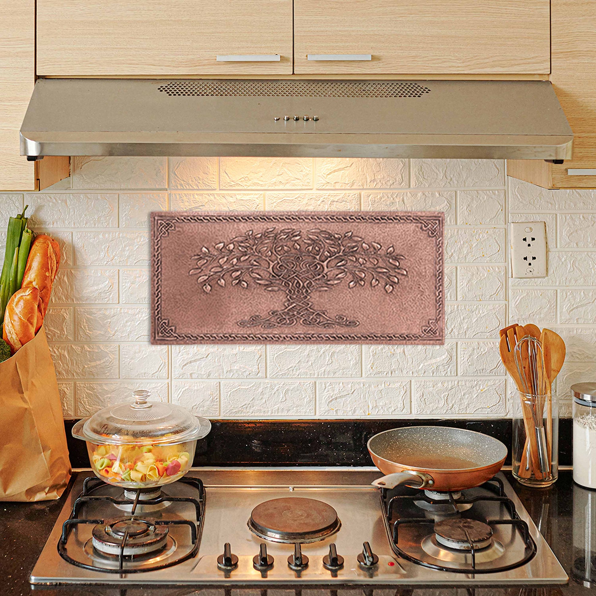 Copper Tree of Life with Celtic Knot Handmade Art Tile 13.7"x30.3" - Natuross