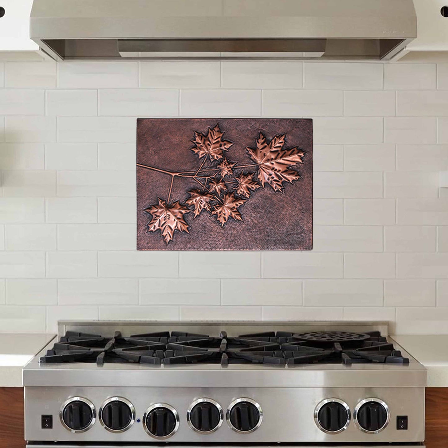 Copper Maple Branches with Leaves Art Tile 11.8"x 15.7" Brown - Natuross