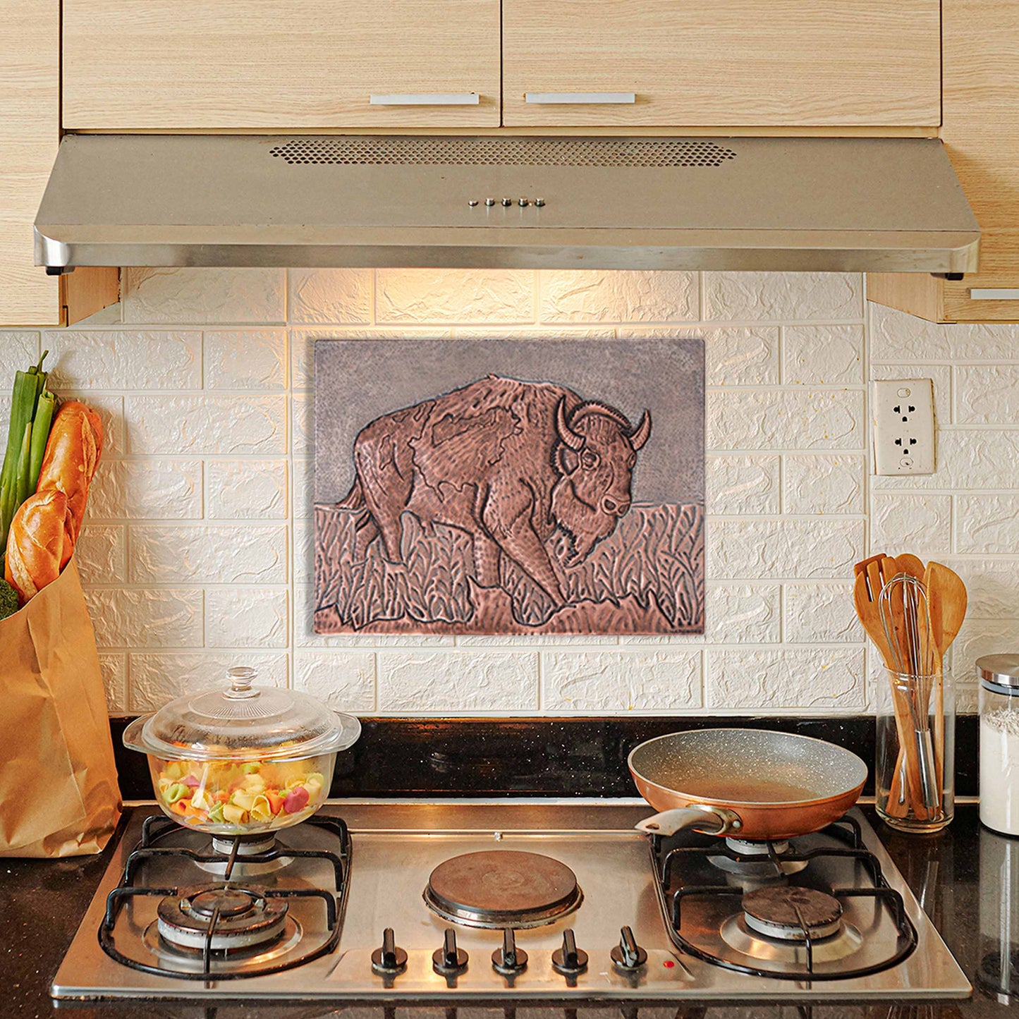 Buffalo Copper Wall Art 11.8x15.7" Gray&Copper - Natuross