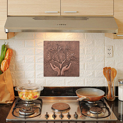 Copper Olive Tree in Hands Wall Art 11.8x11.8" - Natuross