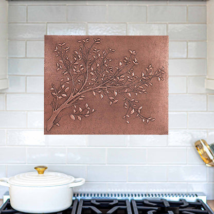 Copper Tree Branches with Leaves Kitchen Backsplash 23.6"x31.5" - Natuross