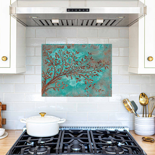 Copper Tree Branches Kitchen Backsplash Tile 23.7"x31.6" Green - Natuross