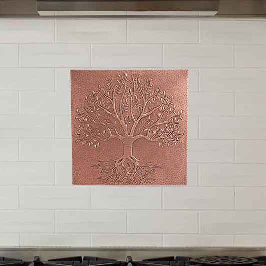 Copper Tree with Roots Kitchen Backsplash 15.9"x15.9" - Natuross