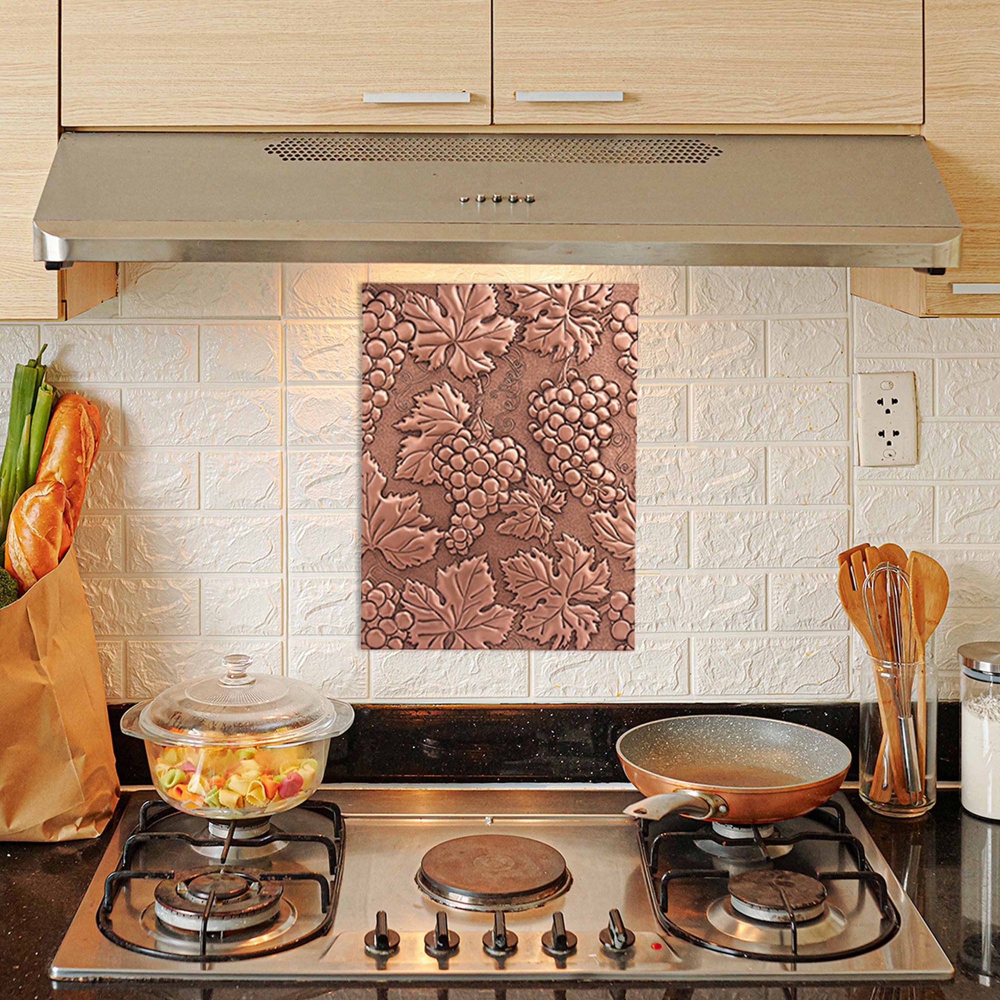 Copper Grape Vine Handmade Art Tile 25.3"x19" - Natuross